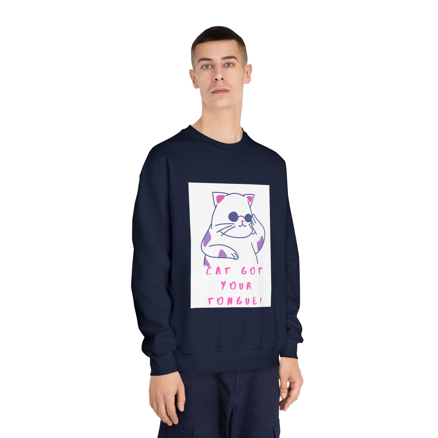 Cat Cartoon 'Eat Got Your Tongue?' Crewneck Sweatshirt