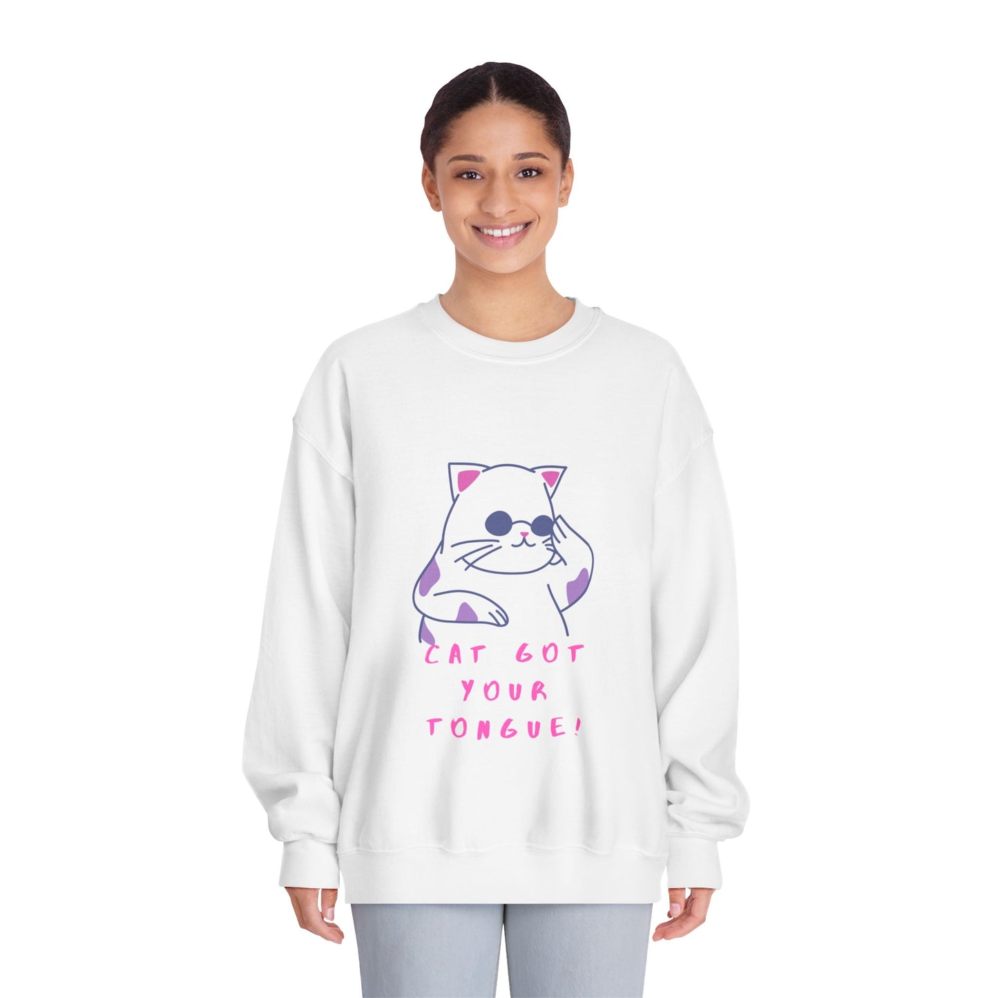 Cat Cartoon 'Eat Got Your Tongue?' Crewneck Sweatshirt