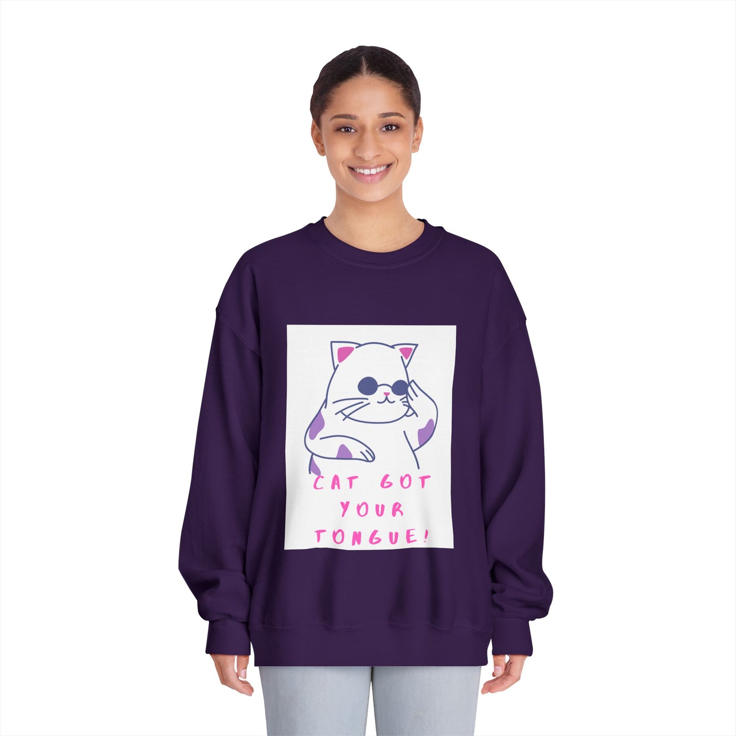 Cat Cartoon 'Eat Got Your Tongue?' Crewneck Sweatshirt