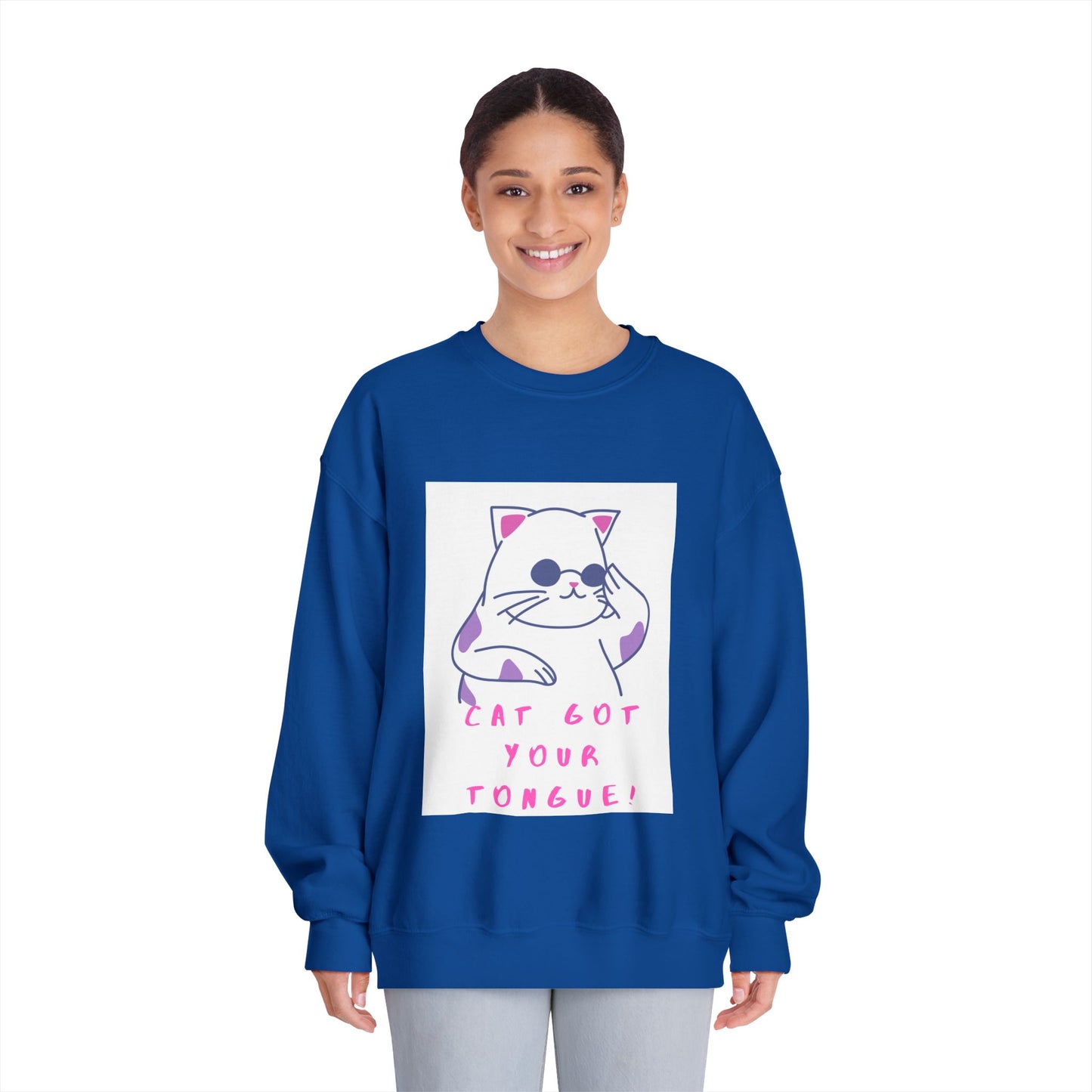 Cat Cartoon 'Eat Got Your Tongue?' Crewneck Sweatshirt