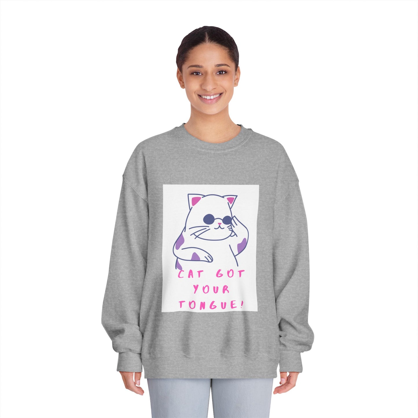 Cat Cartoon 'Eat Got Your Tongue?' Crewneck Sweatshirt