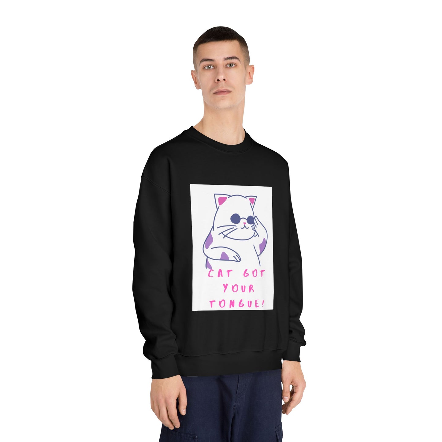 Cat Cartoon 'Eat Got Your Tongue?' Crewneck Sweatshirt