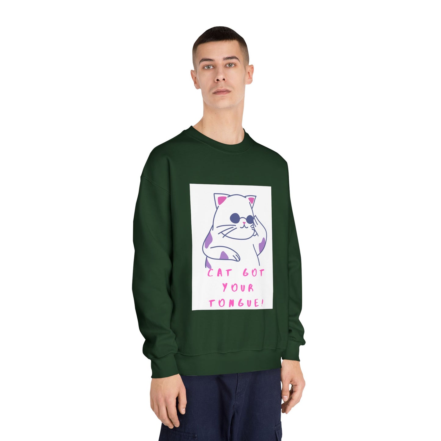 Cat Cartoon 'Eat Got Your Tongue?' Crewneck Sweatshirt