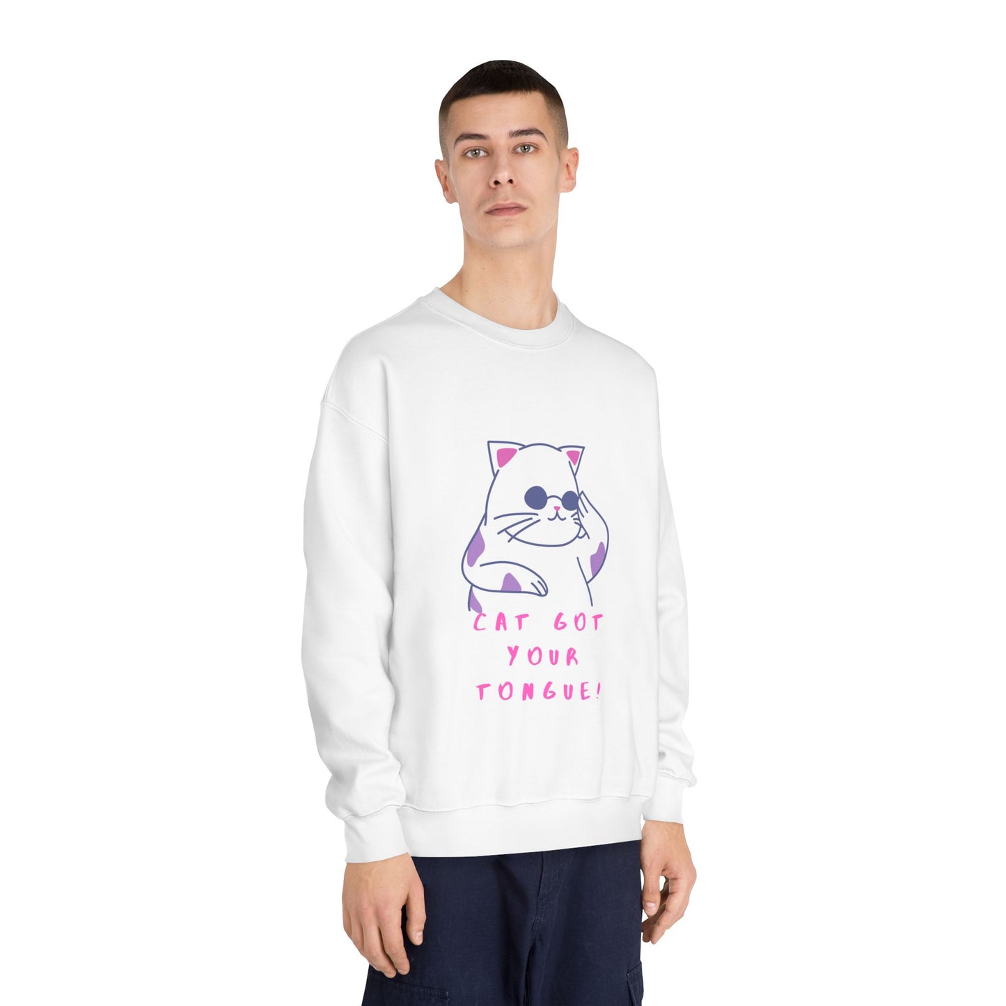 Cat Cartoon 'Eat Got Your Tongue?' Crewneck Sweatshirt