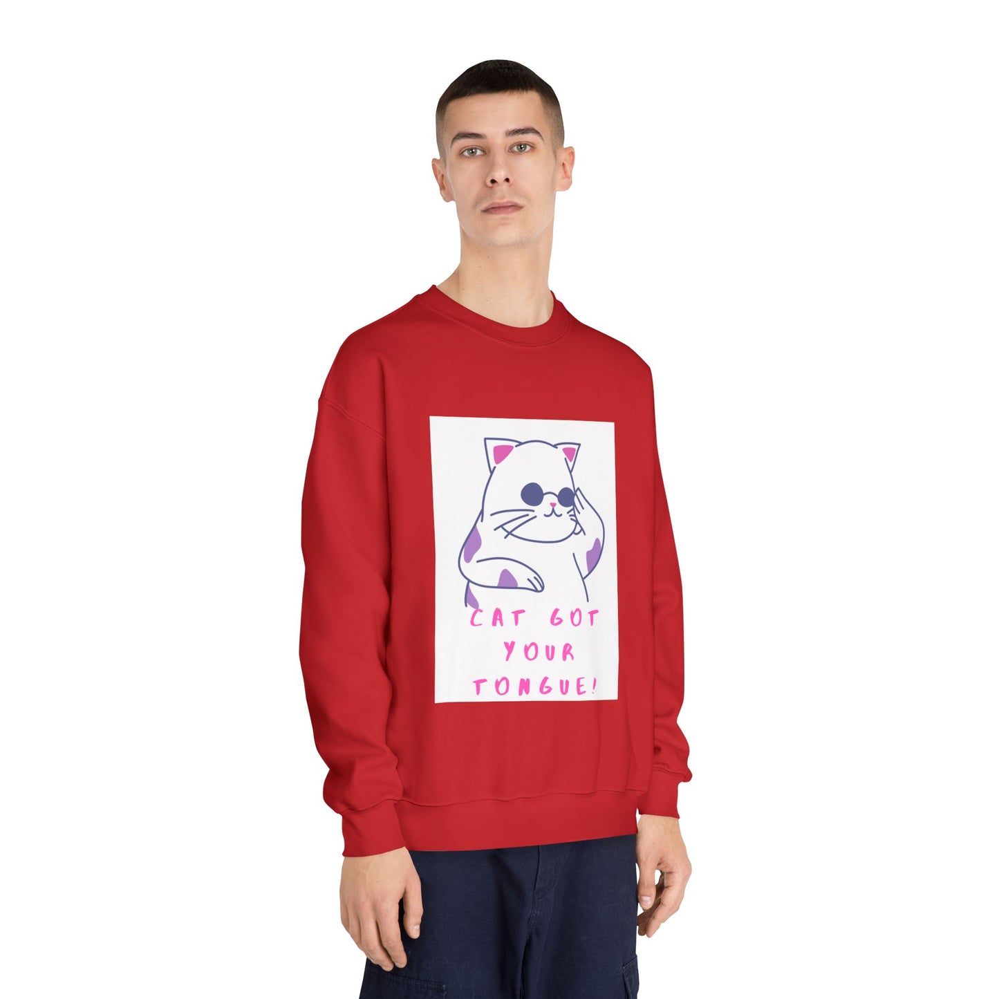 Cat Cartoon 'Eat Got Your Tongue?' Crewneck Sweatshirt